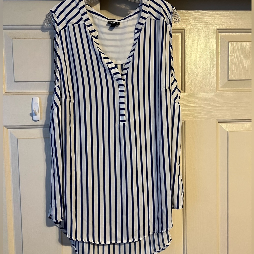 Blue and white stopped blouse from torrid
